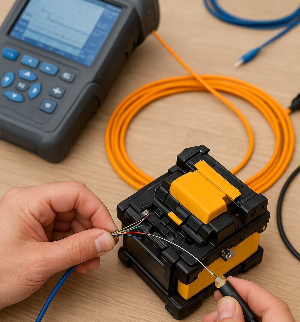 مراحل کامل کابل‌کشی فیبر نوری : از فیوژن اسپلایس تا تست OTDR