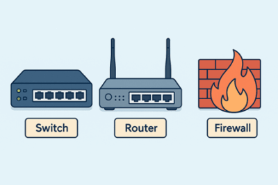 آشنایی با تجهیزات شبکه (سوئیچ، روتر، فایروال) و نحوه عیب‌یابی آن‌ها